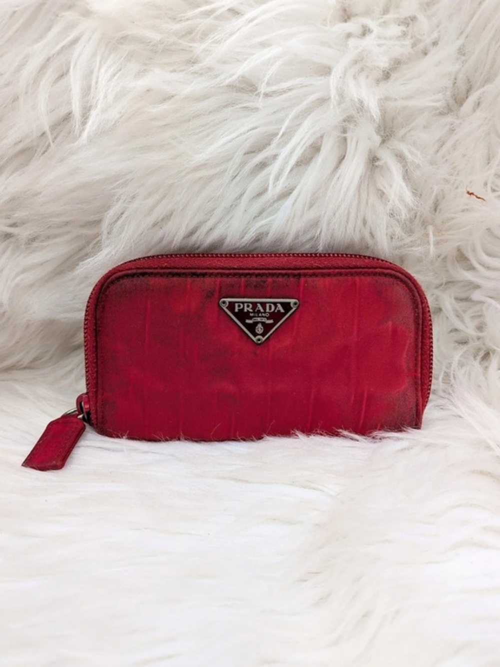 Prada Red Key Holder – Vintage Nylon & Leather